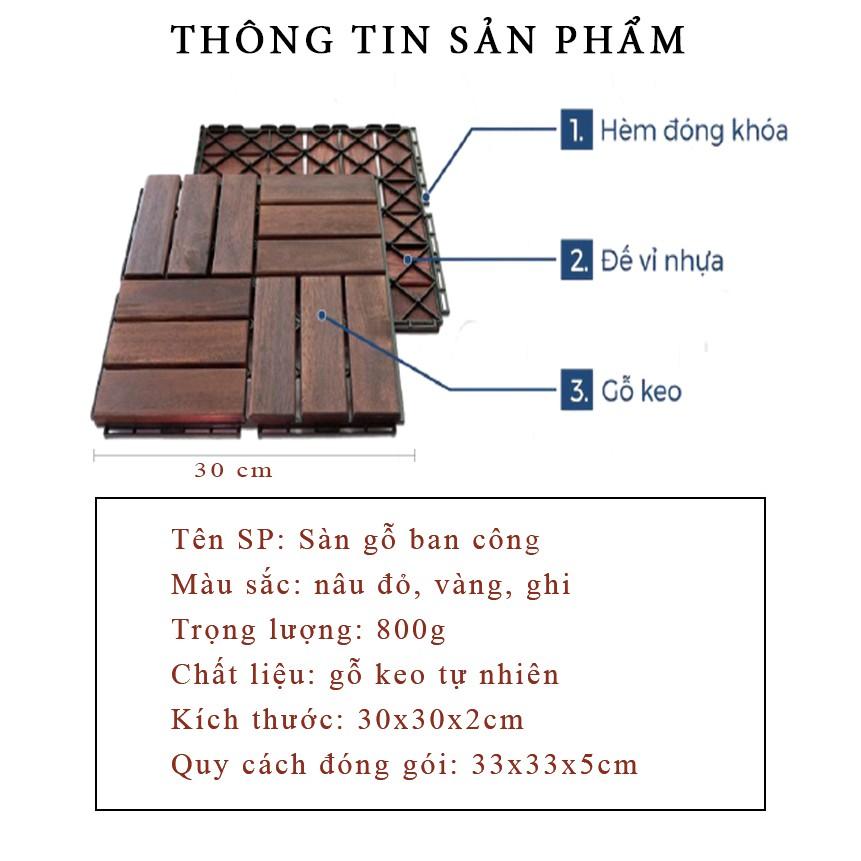 Combo 10 Tấm Vỉ Nhựa Lót Sàn 12 Nan Nâu đỏ - Vỉ gỗ nhựa lót sàn nhà tắm ban công sân thượng ngoài trời chịu thời tiết