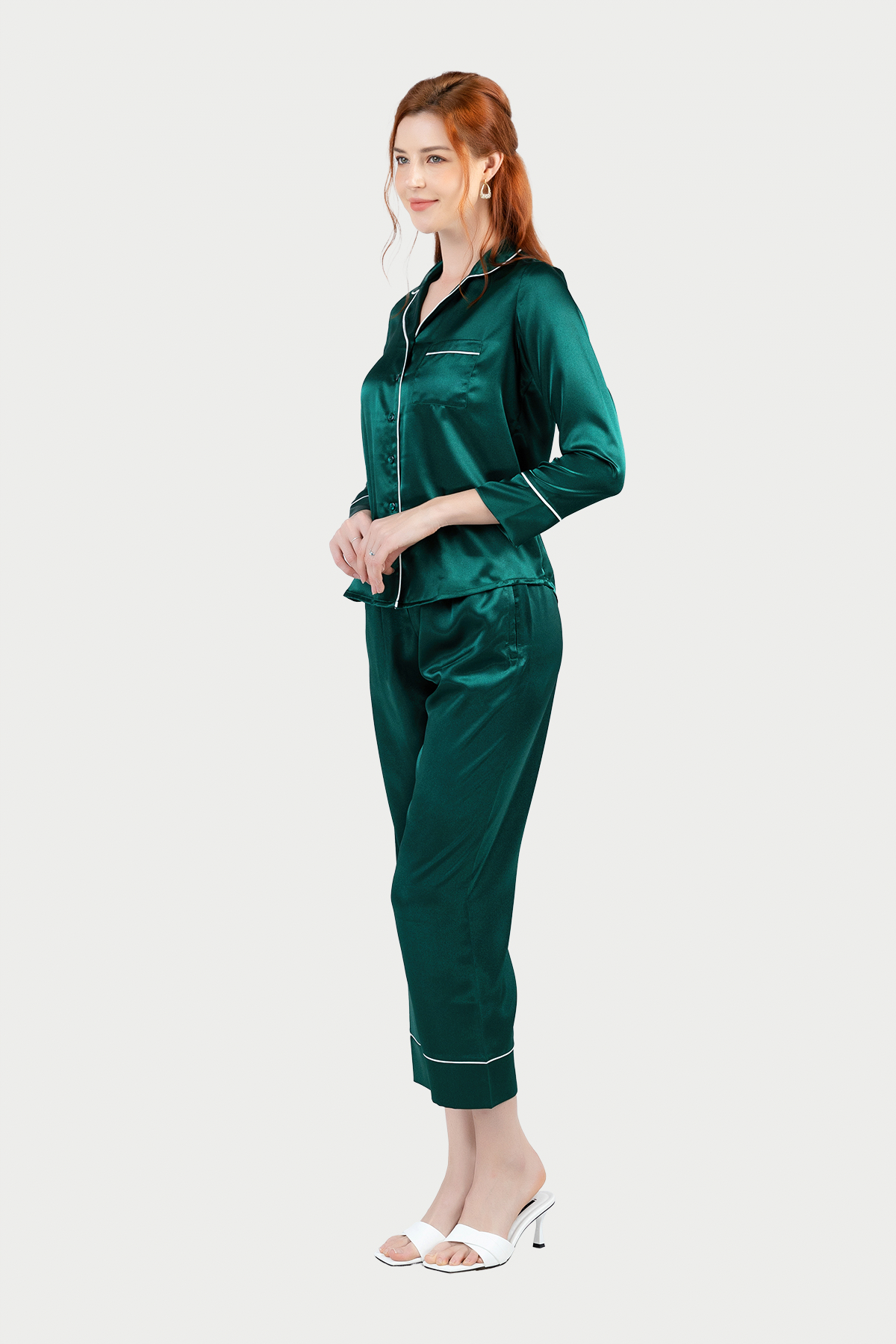 Bộ Pijama dài nữ Vera Satin trơn - V0494