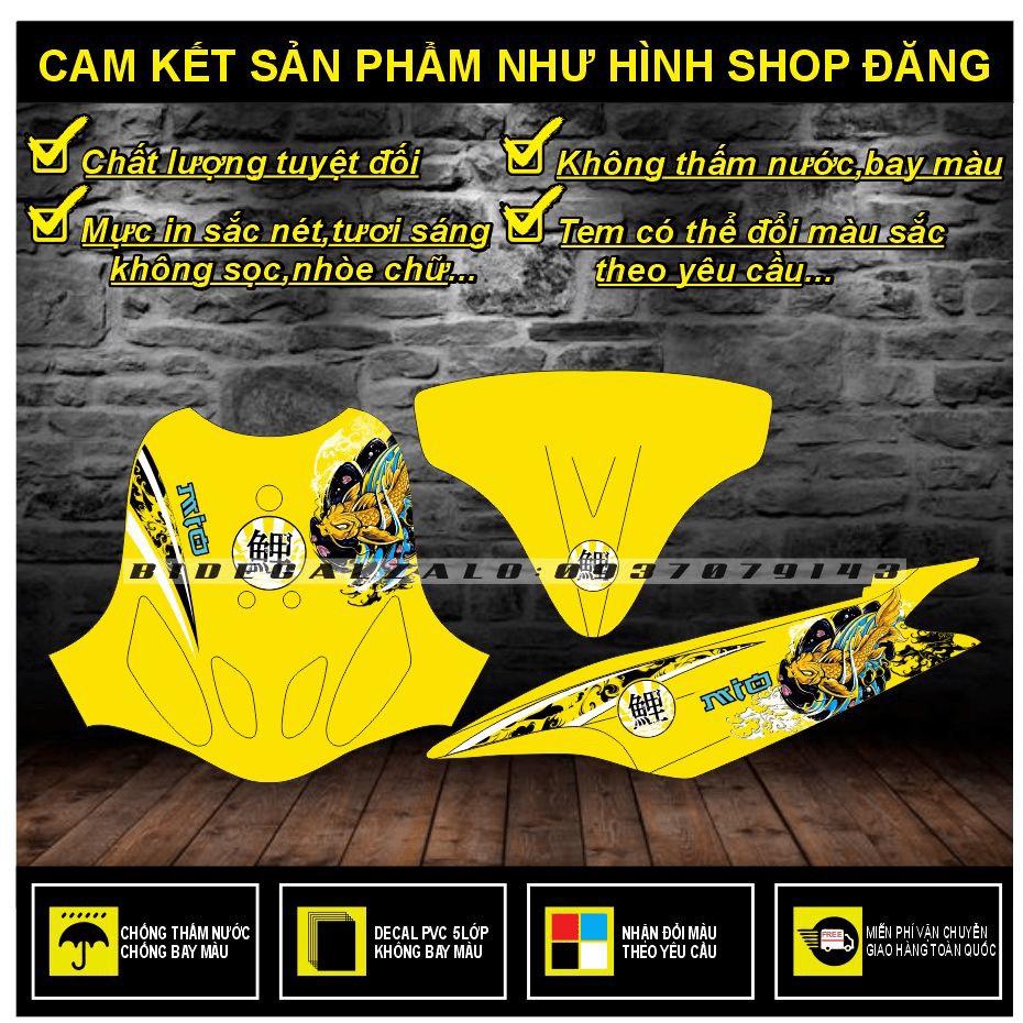 TEM RỜI MIO NHỎ ĐỜI ĐẦU MẪU CÁ CHÉP DÁN XE VÀNG - BI DECAL
