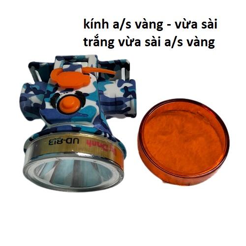 Đèn đội, đèn pin đội đầu chống nước UD-813 - đèn có kính giúp sài thêm ánh sáng vàng.