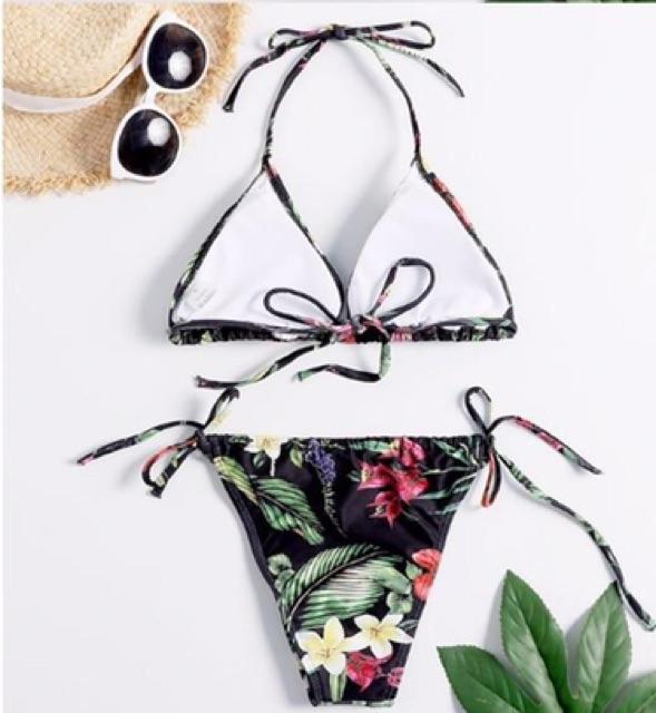 Bikini 2 mảnh basic hoa lá nhiệt đới