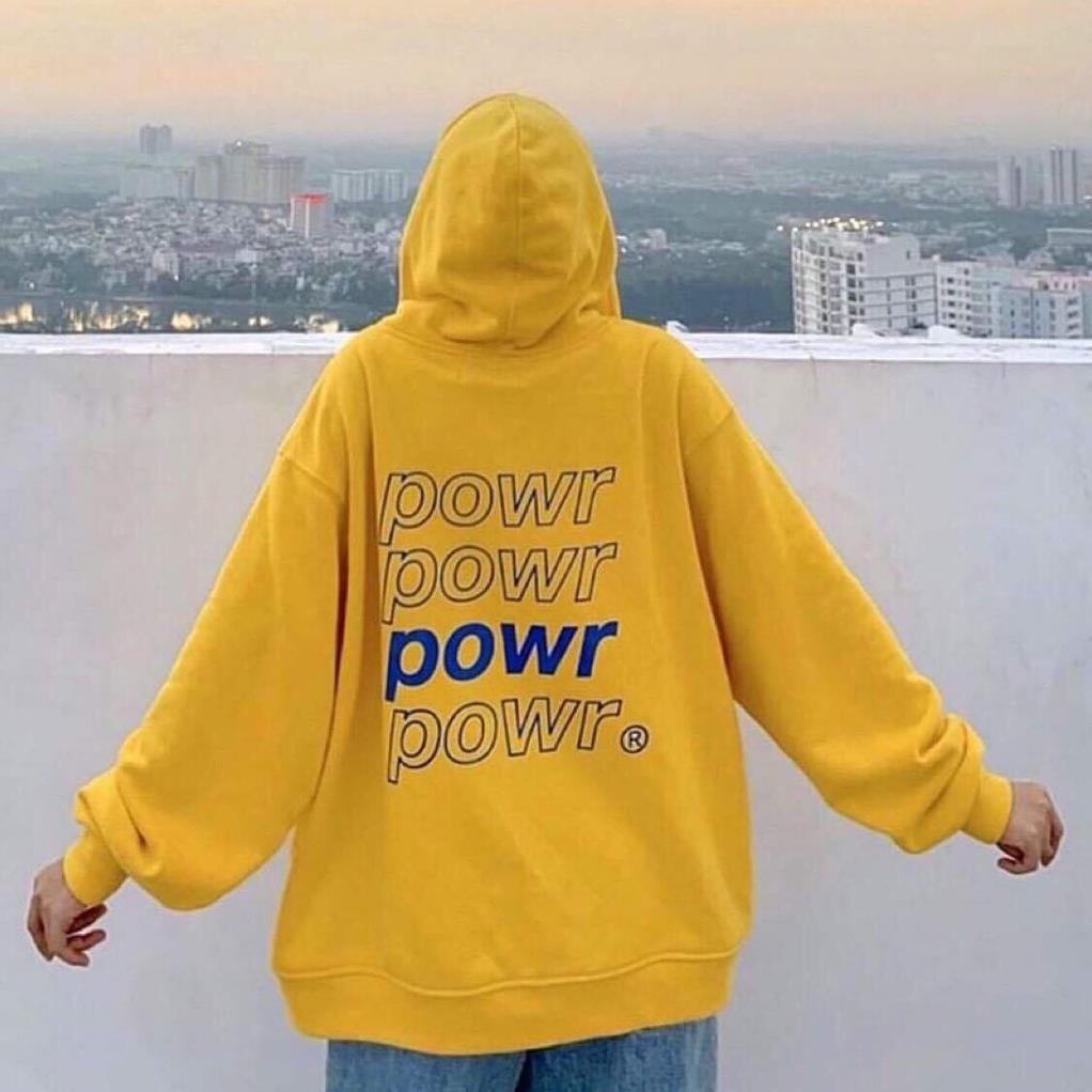 Áo hoodie nam nữ POWR unisex form rộng có dây kéo chống chất nỉ bông chống nắng tốt