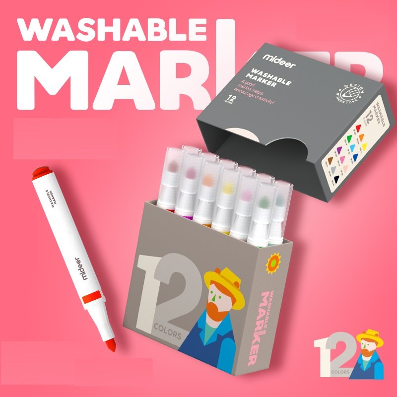 Bút Màu Dạ tập vẽ an toàn dễ tẩy rửa hãng Mideer - Mideer Washable Markers