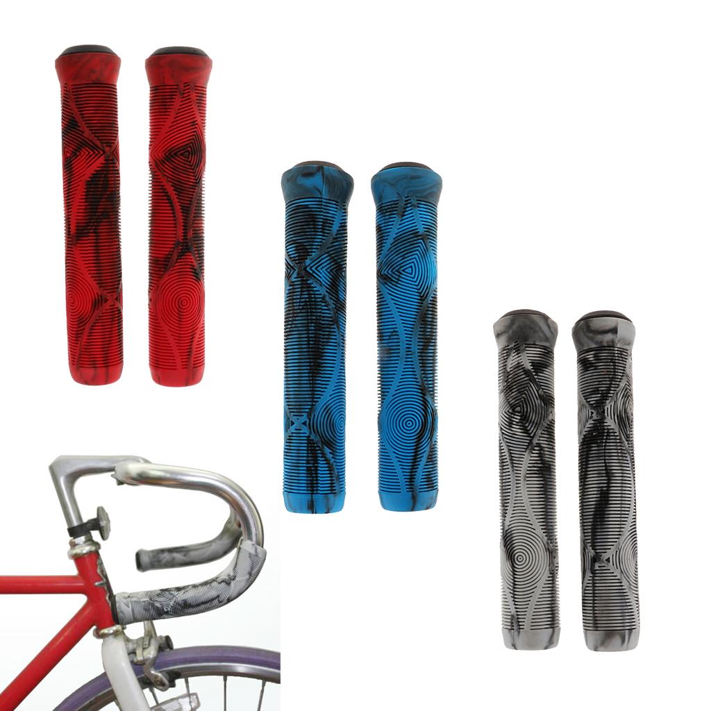 2xBike Grips MTB BMX Non-slip Cycling Handlebar Lock on Grip 1Pair blue-black