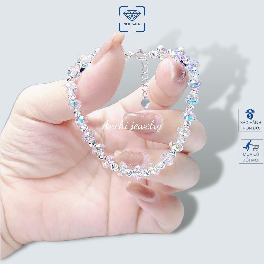 Vòng tay đá pha lê nữ bạc ý 925 cao cấp đeo cực cute - Anchi jewelry, quà tặng bạn gái