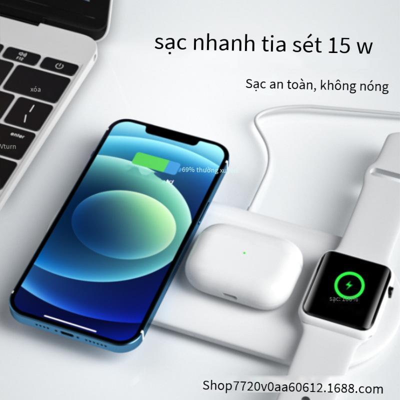Bộ sạc không dây máy tính để bàn ba trong một đa chức năng mới được khuyến mại phù hợp với tai nghe điện thoại di động Apple, đồng hồ sạc không dây
