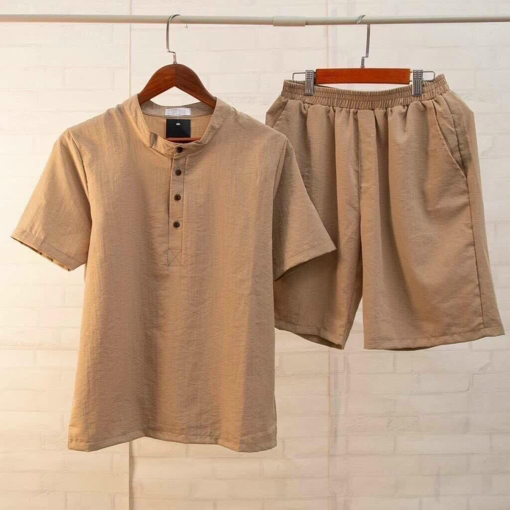 Bộ Quần Áo Nam Cộc Tay Chất Đũi Thái Cổ Tàu From Chuẩn ARU SHOP