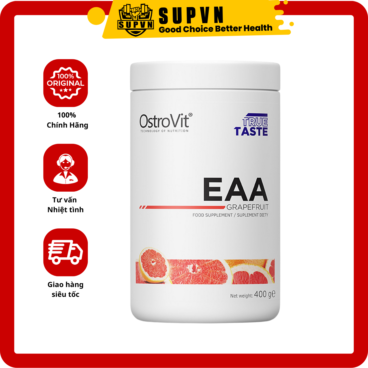 Eaa Ostrovit (40serving) - Bổ sung amino acid hỗ trợ phát triển và phục hồi cơ bắp, ESSENTIAL AMINO ACID OSTROVIT 400g