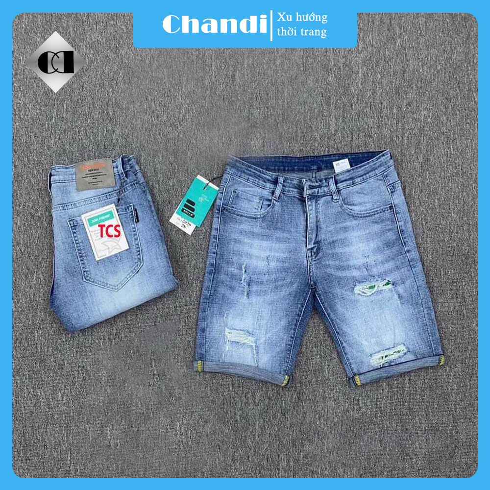 Quần Short Jean Nam co dãn kiểu dáng trẻ trung đơn giản Thương Hiệu Chandi, quần sọt mẫu mới xu hướng 2022 MS235