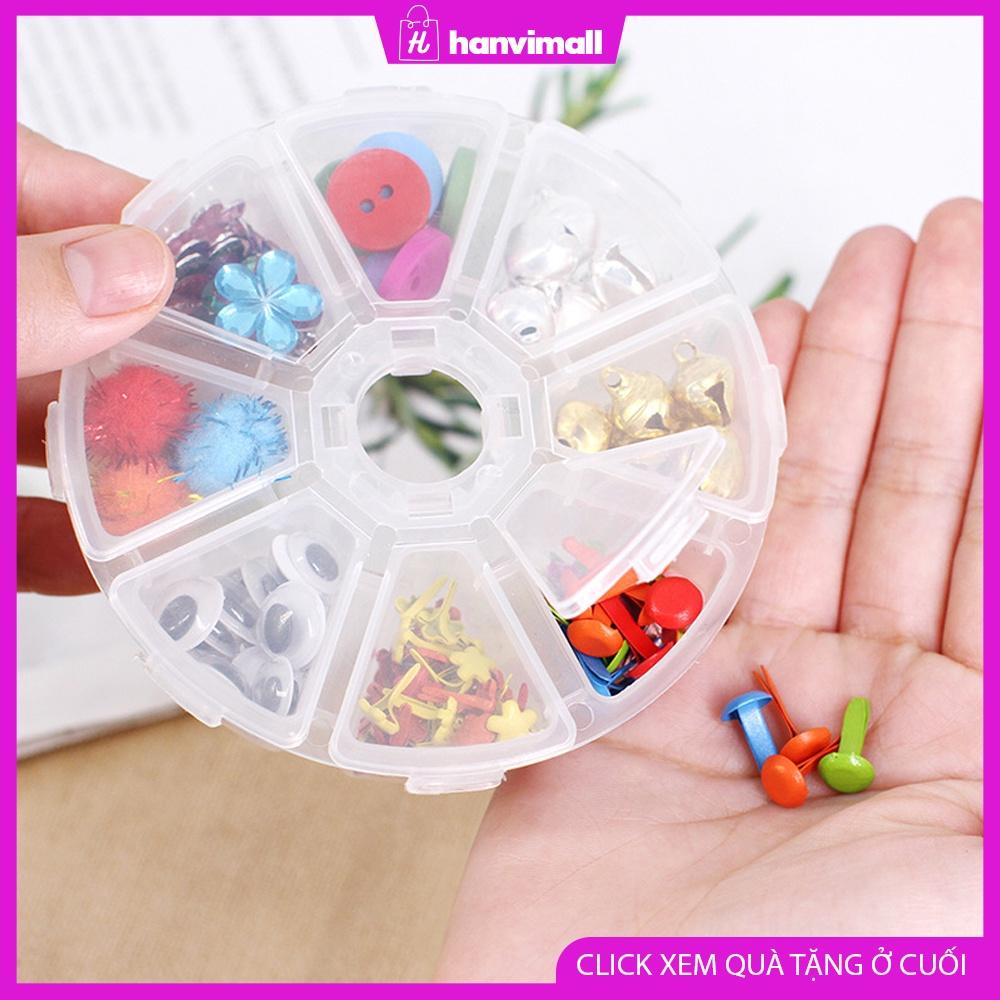 Hộp nhựa tròn 8 ngăn nắp bật Đường kính 10cm Hộp nhựa nhỏ đựng phụ kiện tiện lợi