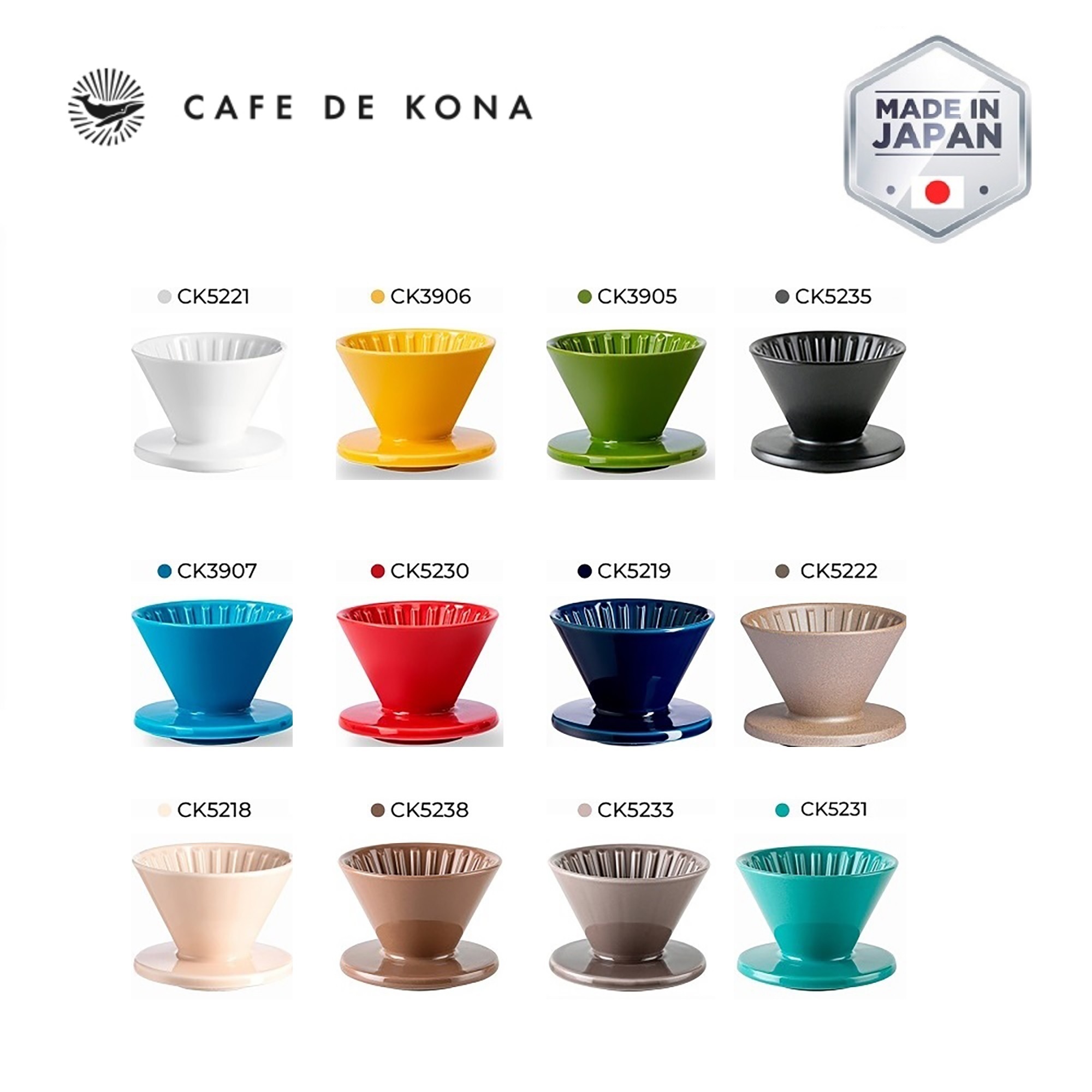 Phễu Pour over V60 01 sứ Hasami Nhật Bản CAFE DE KONA