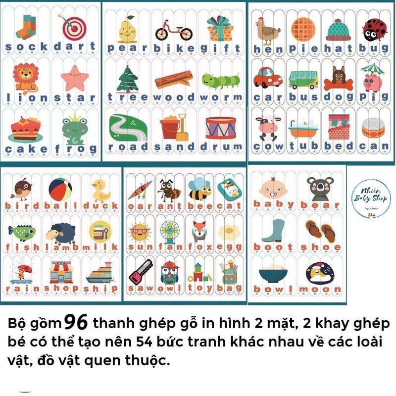 Bộ 96 Que ghép gỗ học tiếng anh