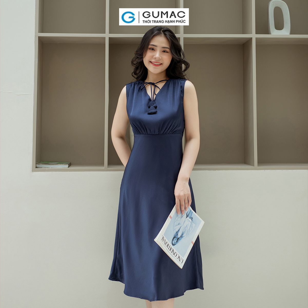 Đầm A nơ cách điệu GUMAC DD08042