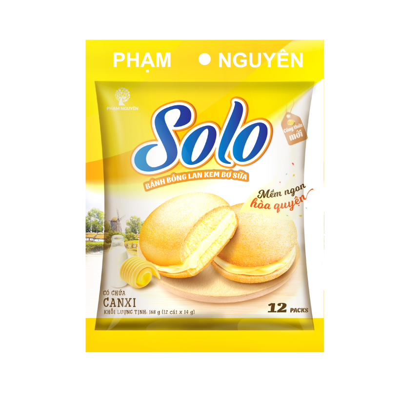 Bánh Solo kem bơ sữa NEW 168 (14g x 12cái)