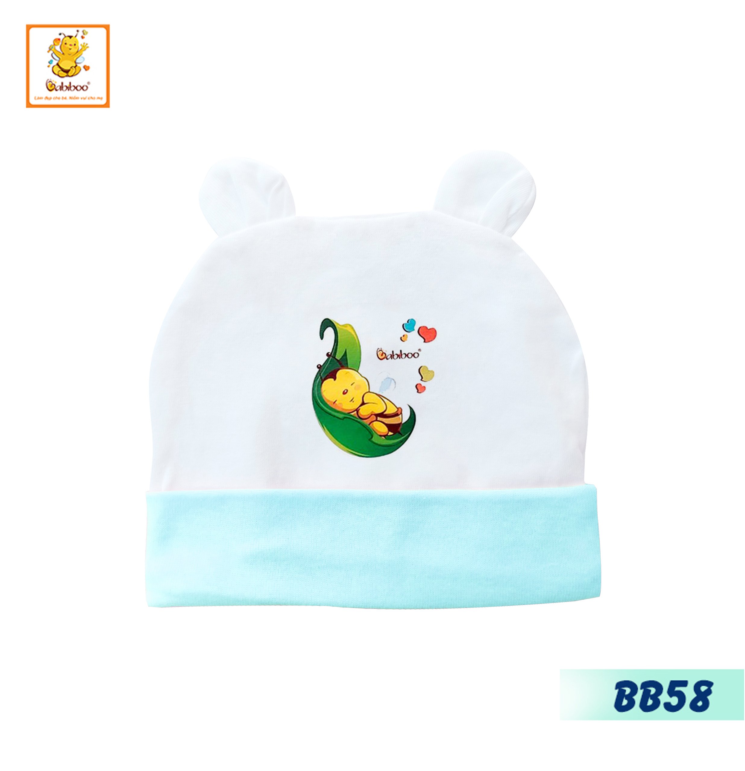 Nón sơ sinh Babiboo mũ sơ sinh cotton mềm mại, thấm hút tốt  BB58