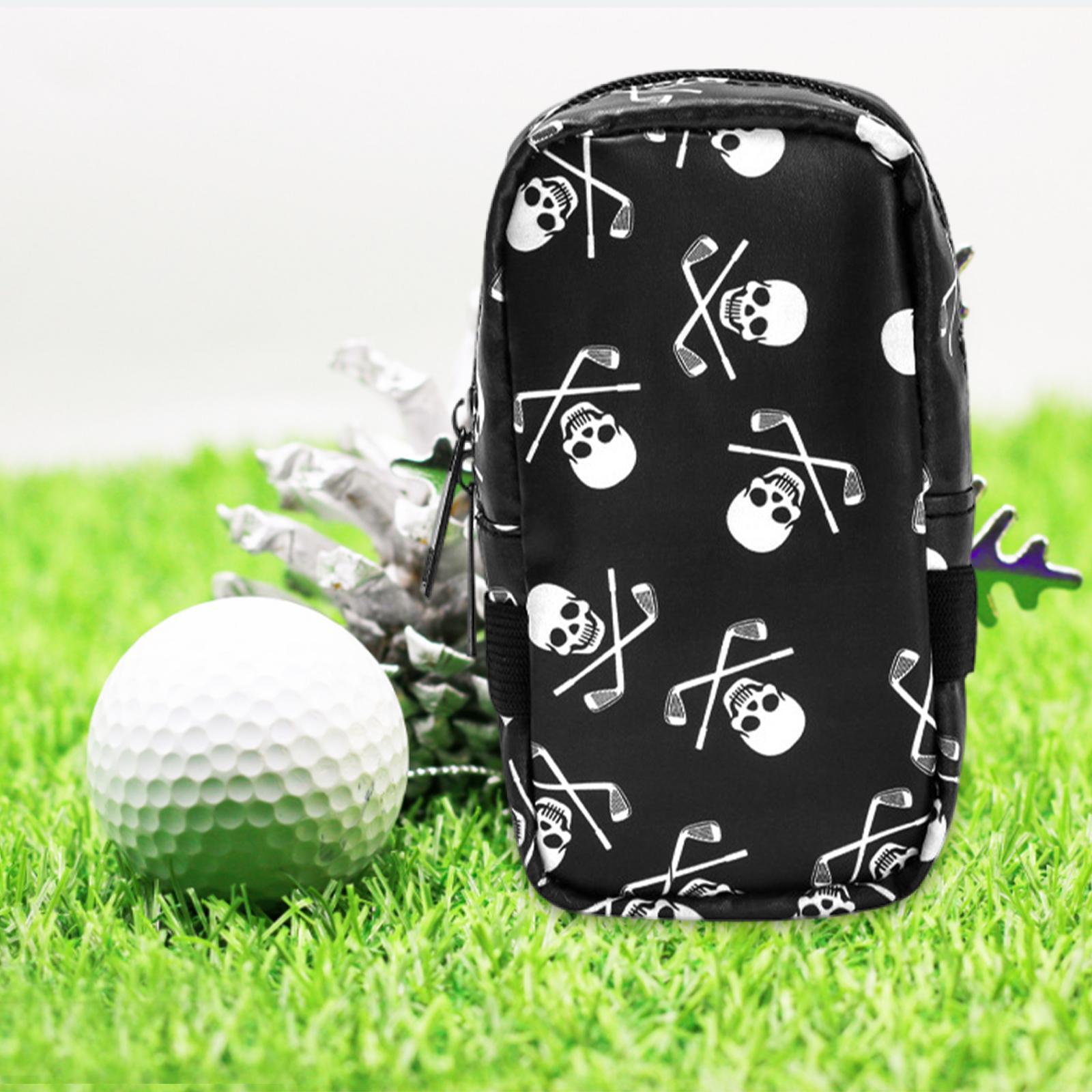 Mini PU Golf Ball Storage Bag Holder Case with Tee Position Zipper Training