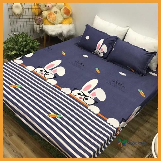 Bộ Chăn Ga Gối Poly Cotton Thỏ trắng