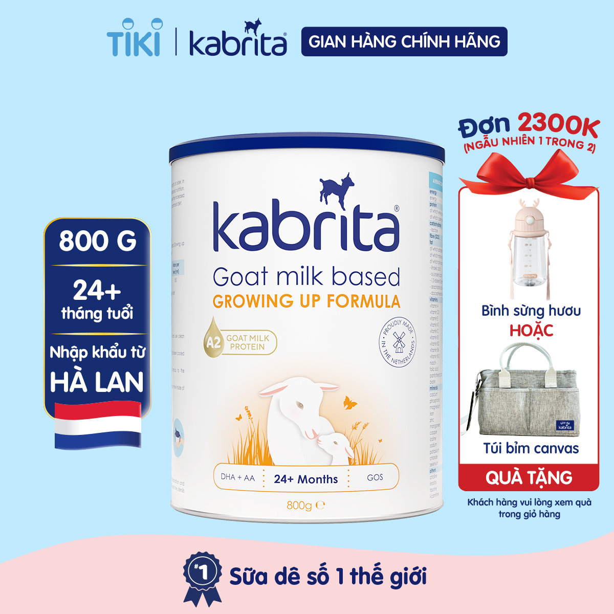 Sữa dê Kabrita số 3 cho trẻ trên 24 tháng - Lon 800g