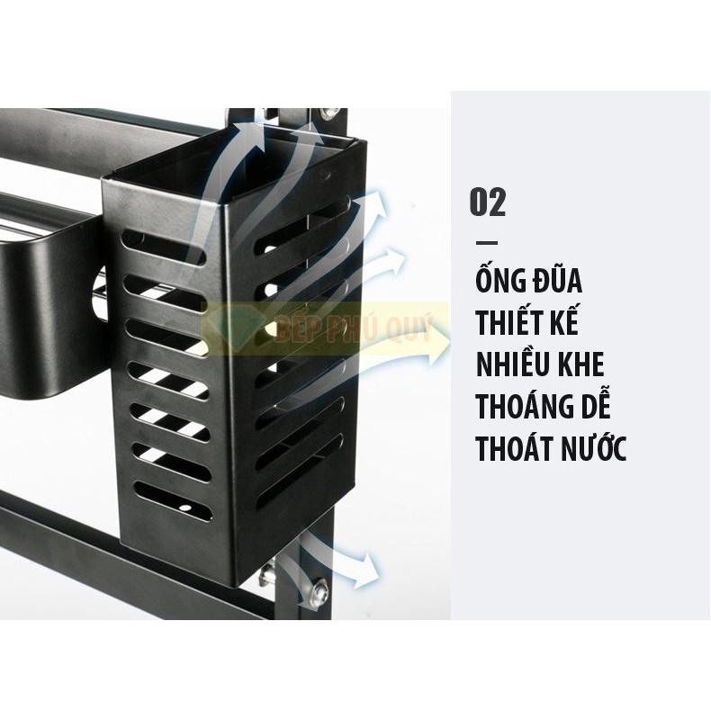 Kệ Gia Vị 2 Tầng 3 Tầng Đa Năng Nhà Bếp Thông Minh Có Ống Đũa Và Treo Dao, Thớt Đầy Đủ Phụ Kiện Sơn 3 Lớp