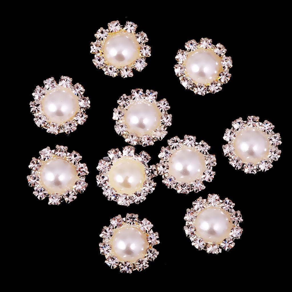 4-20pack 10 Pieces Crystal Pearl Flatback Buttons Scrapbooking Embellishment