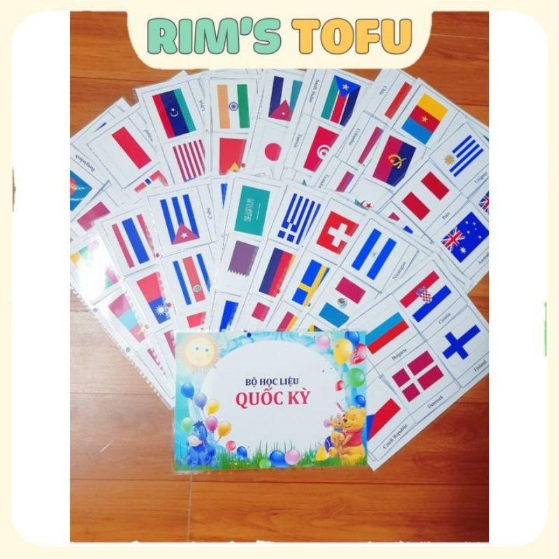 Bộ học liệu montessori bóc dán quốc kỳ của các nước