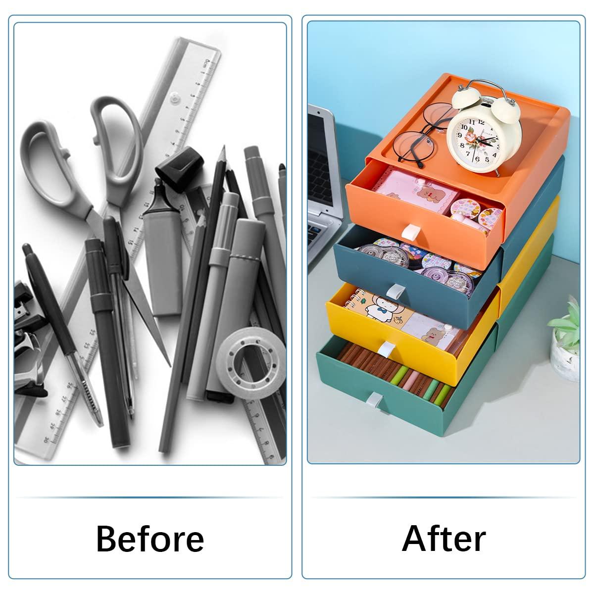 Hộp lưu trữ văn phòng 2 -room, nhà tổ chức ngăn kéo trang điểm có thể xếp chồng lên nhau, công cụ tổ chức lưu trữ văn phòng cho bàn làm việc, ký túc xá