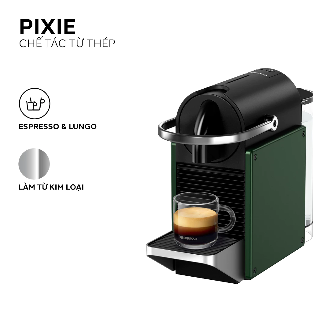 Máy pha cà phê Nespresso Pixie Xanh Lá Đậm - Hàng chính hãng