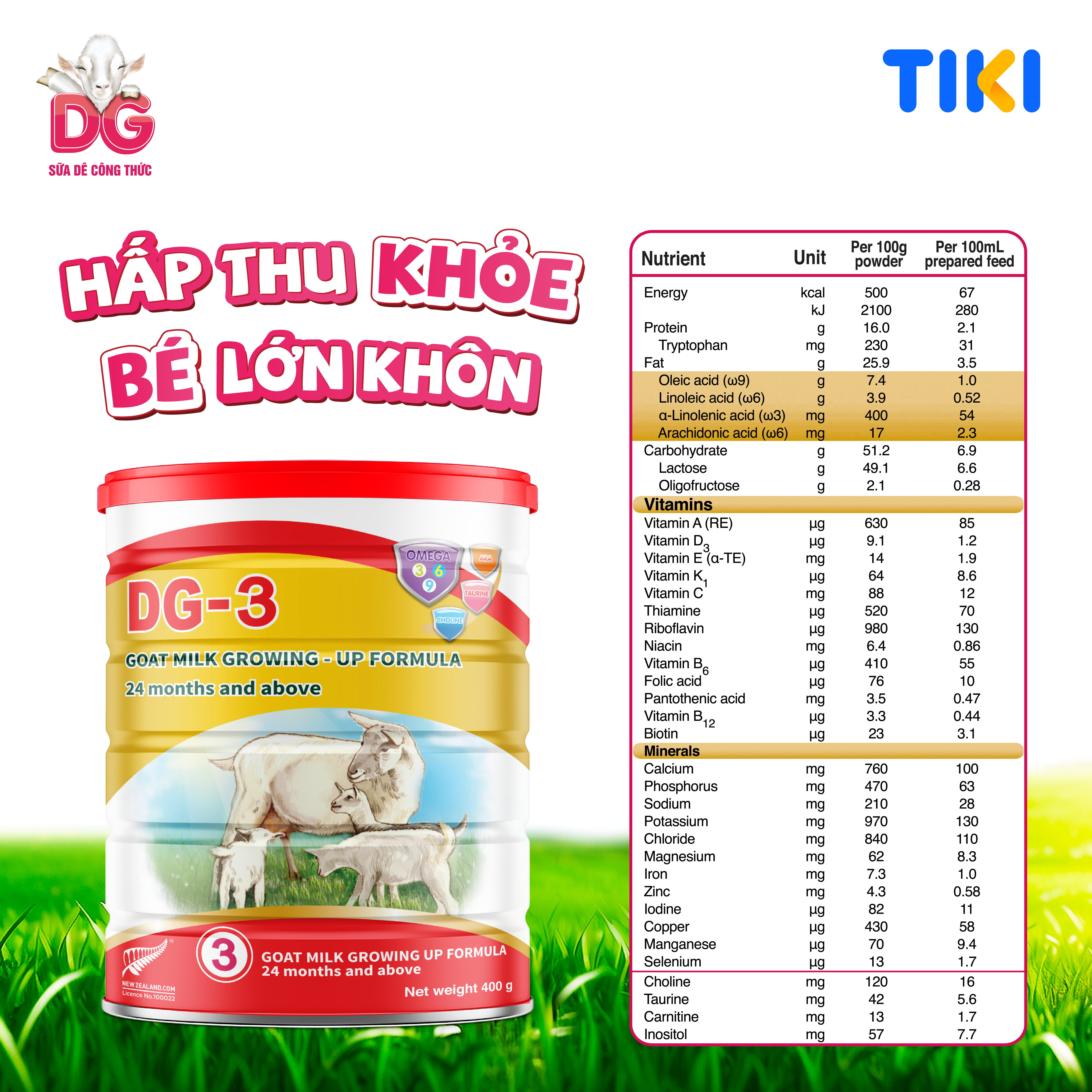 Sữa dê công thức DG-3 GOAT MILK GROWING - UP FORMULA