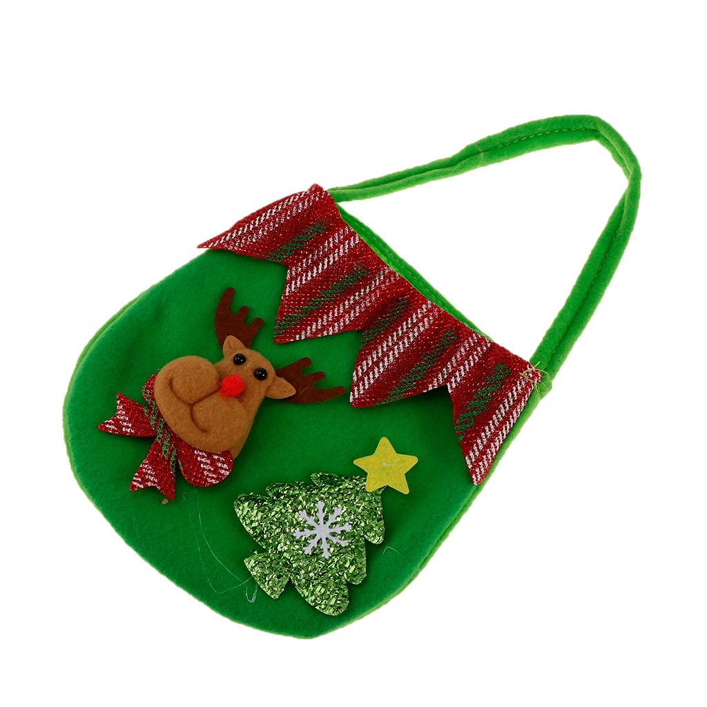 2x Fabric Christmas Gift Candy Bags Tote Handbag Xmas Gift Bags Sack Elk