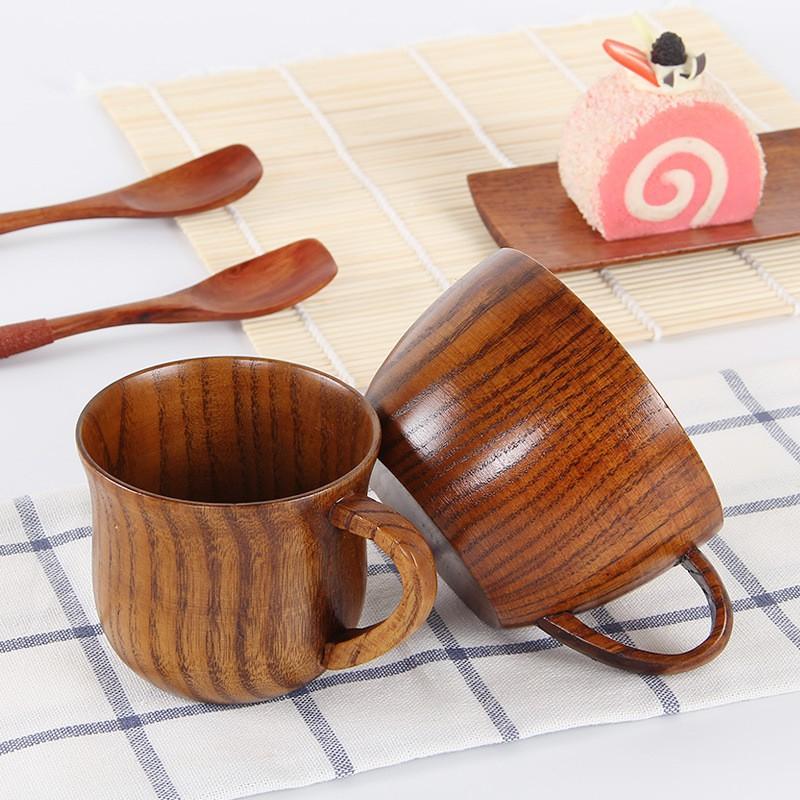 Ly Gỗ Có Tay Cầm Phong Cách Retro Đơn Giản Xinh Xắn