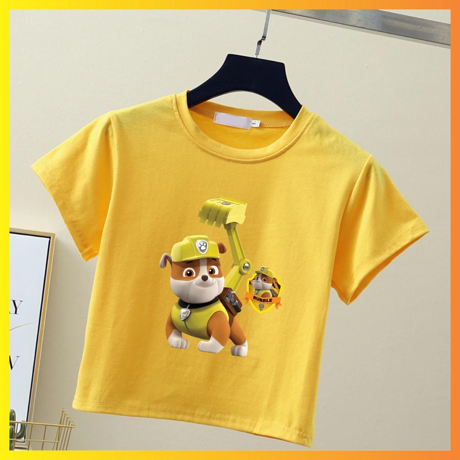 Áo Thun Đội Chó Cứu Hộ Paw Patrol Màu Vàng Cho Bé Trai Bé Gái