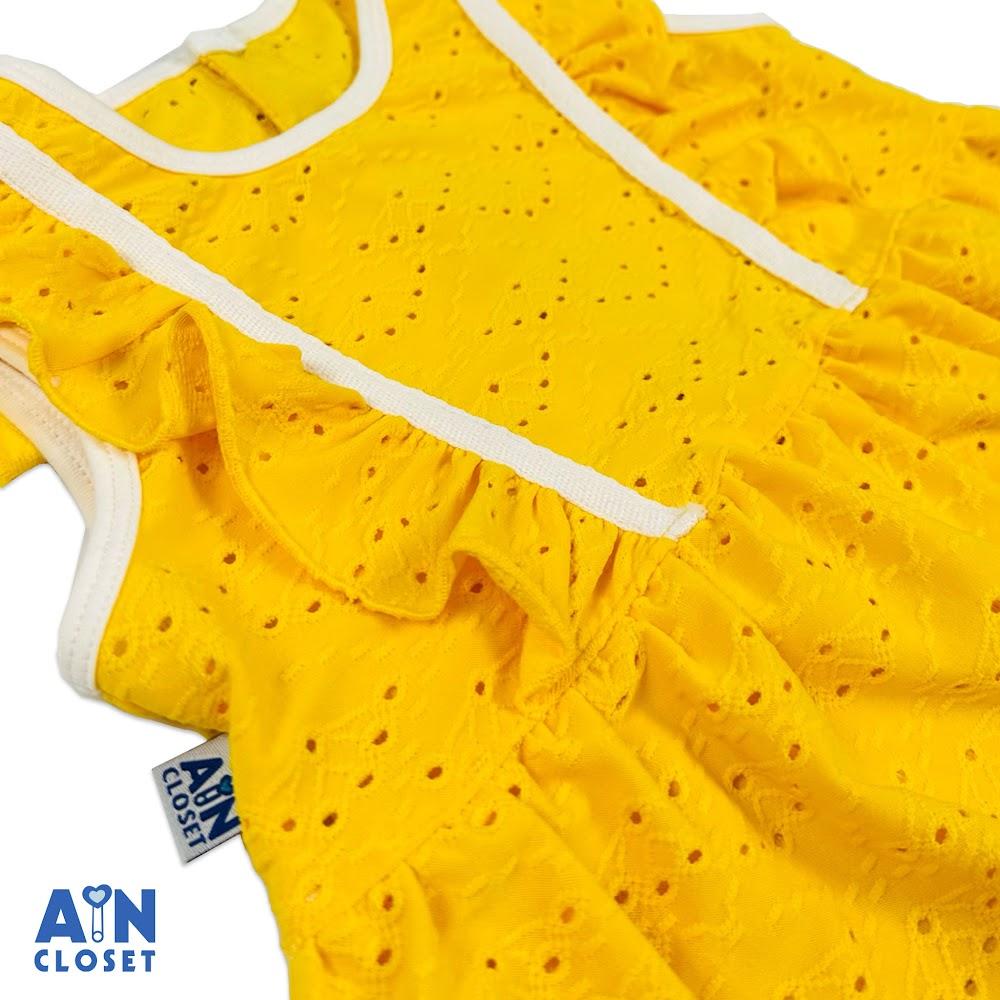 Đầm bé gái họa tiết Vàng Thêu thun cotton. - AICDBGP79Q4K - AIN Closet