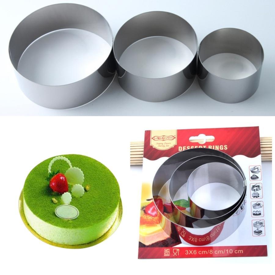 Khuôn RING Mousse Cookies Cutter KHUÔN Nhấn Dụng Cụ Làm Bánh Quy Hình Tròn Theo Bộ 3 Chiếc - CBMOUSTRON3P