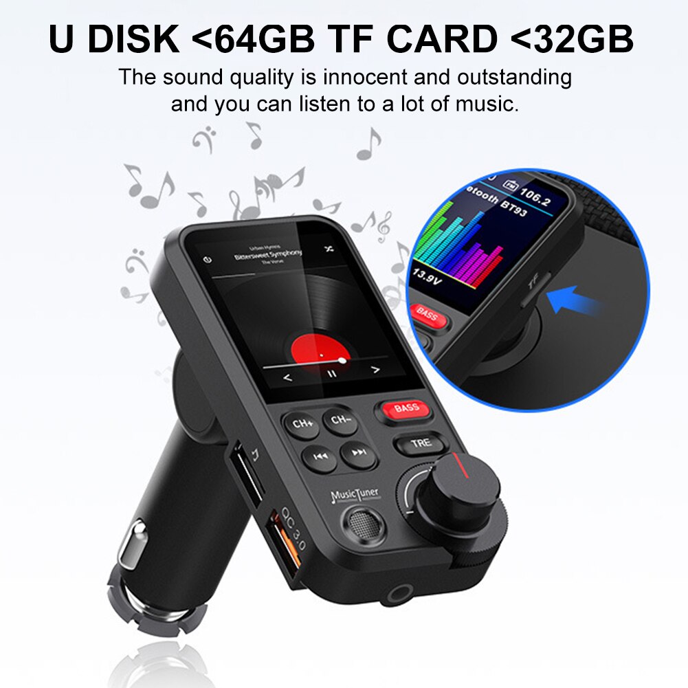 Máy phát âm nhạc FM trên ô tô, Máy nghe nhạc Car FM Transmitter Bluetooth-Compatible Wireless MP3 Player