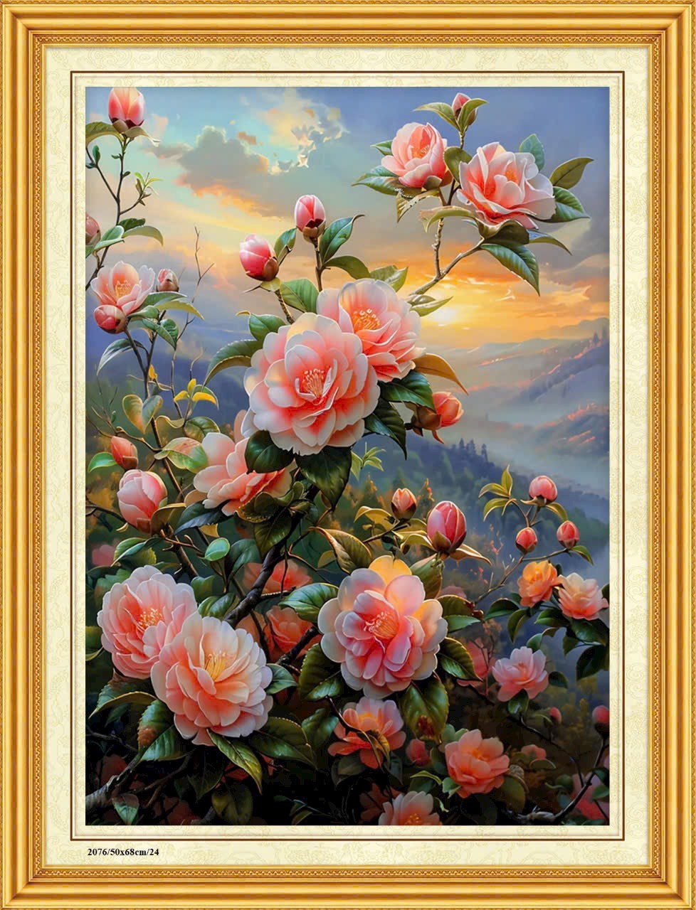 Tranh thêu kín chữ thập Hoa sen 6434, kích thước 50 x 76 cm