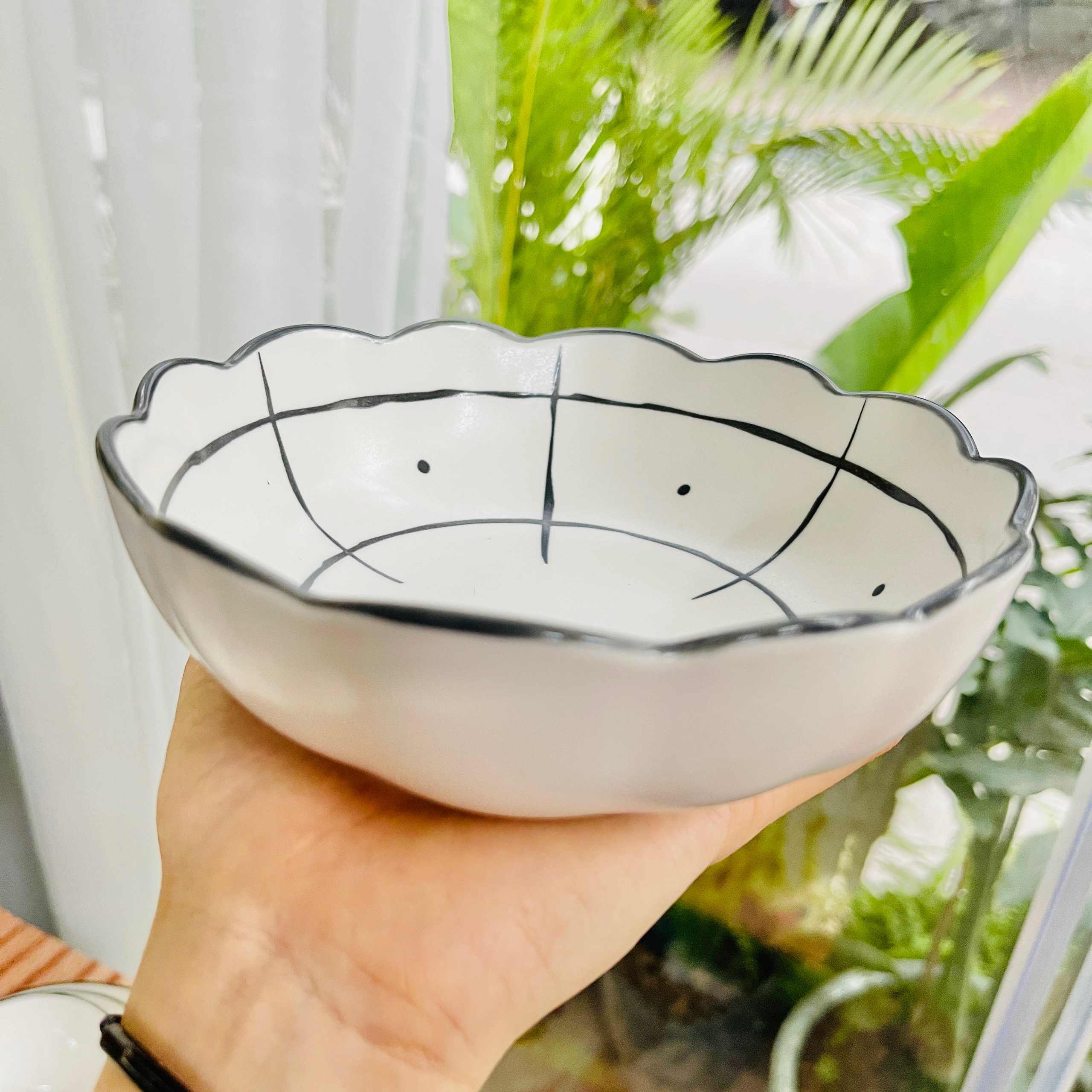 Các món lẻ trong bộ bát đĩa gốm sứ cao cấp hoạ tiết kẻ karo
