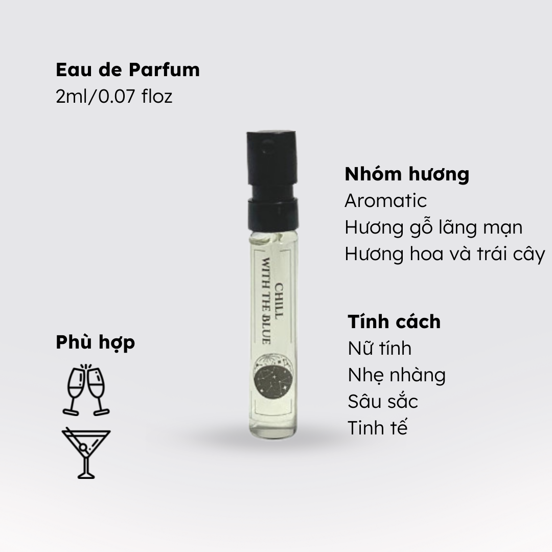 Nước hoa nữ Morra No.23 (Chill With The Blue) dạng xịt 2ml nguyên liệu nhập Pháp hương hoa Chypre nhẹ nhàng, sâu sắc, tinh tế lưu hương thơm lâu