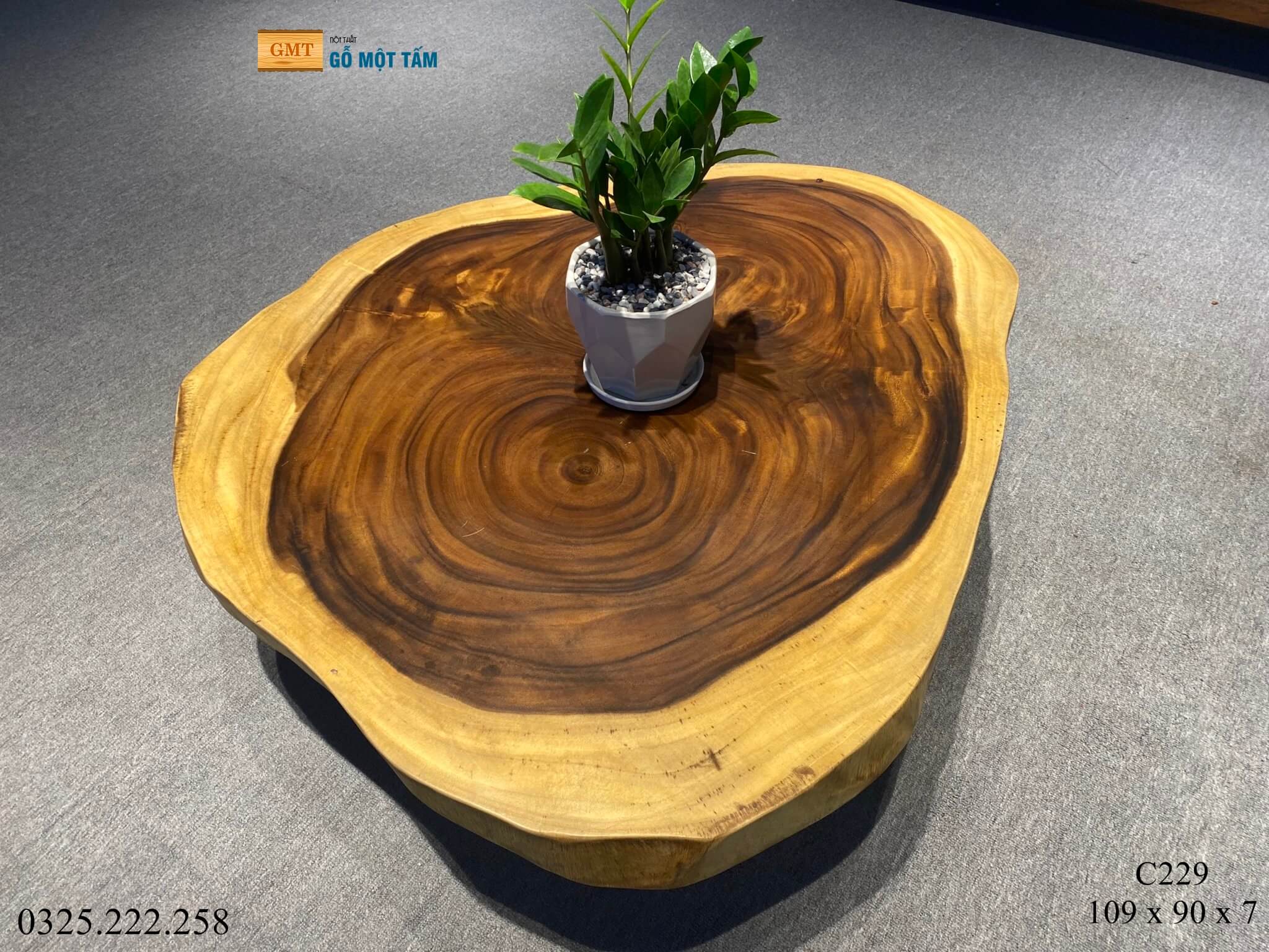 Bàn Sân Vườn Gỗ Me Tây, Bàn Sofa Gỗ Me Tây, Bàn Gỗ Me Tây Nguyên Tấm Dài 1,09m Rộng 90cm Dày 7cm