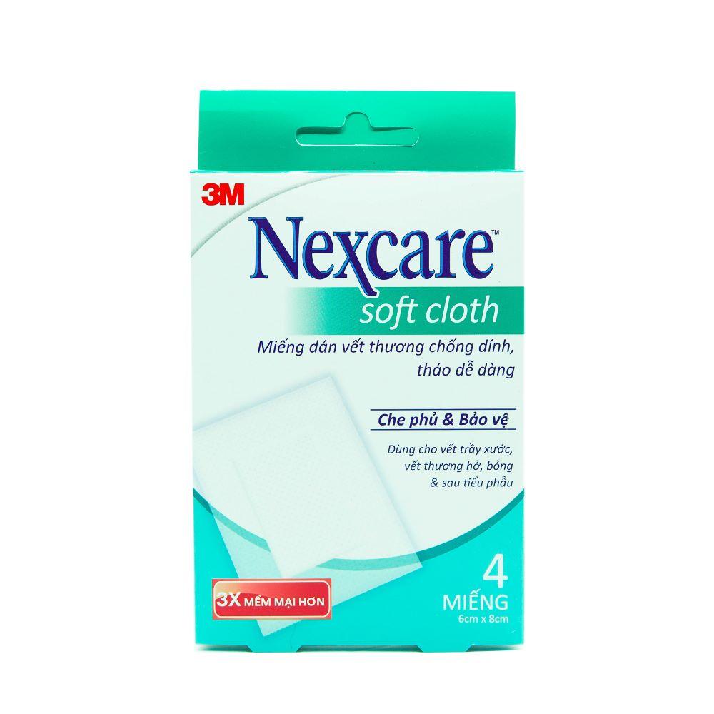 Băng dán bảo vệ vết thương vải mềm Nexcare 3M 6X8cm hộp 4 miếng - Siêu dính, chống thấm nước B300