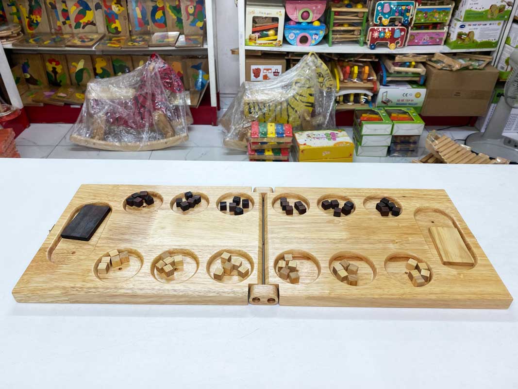 Ô ăn quan gỗ Việt Nam size 60 cm, đồ chơi gỗ truyền thống , trò chơi cờ ô quan gấp gọn