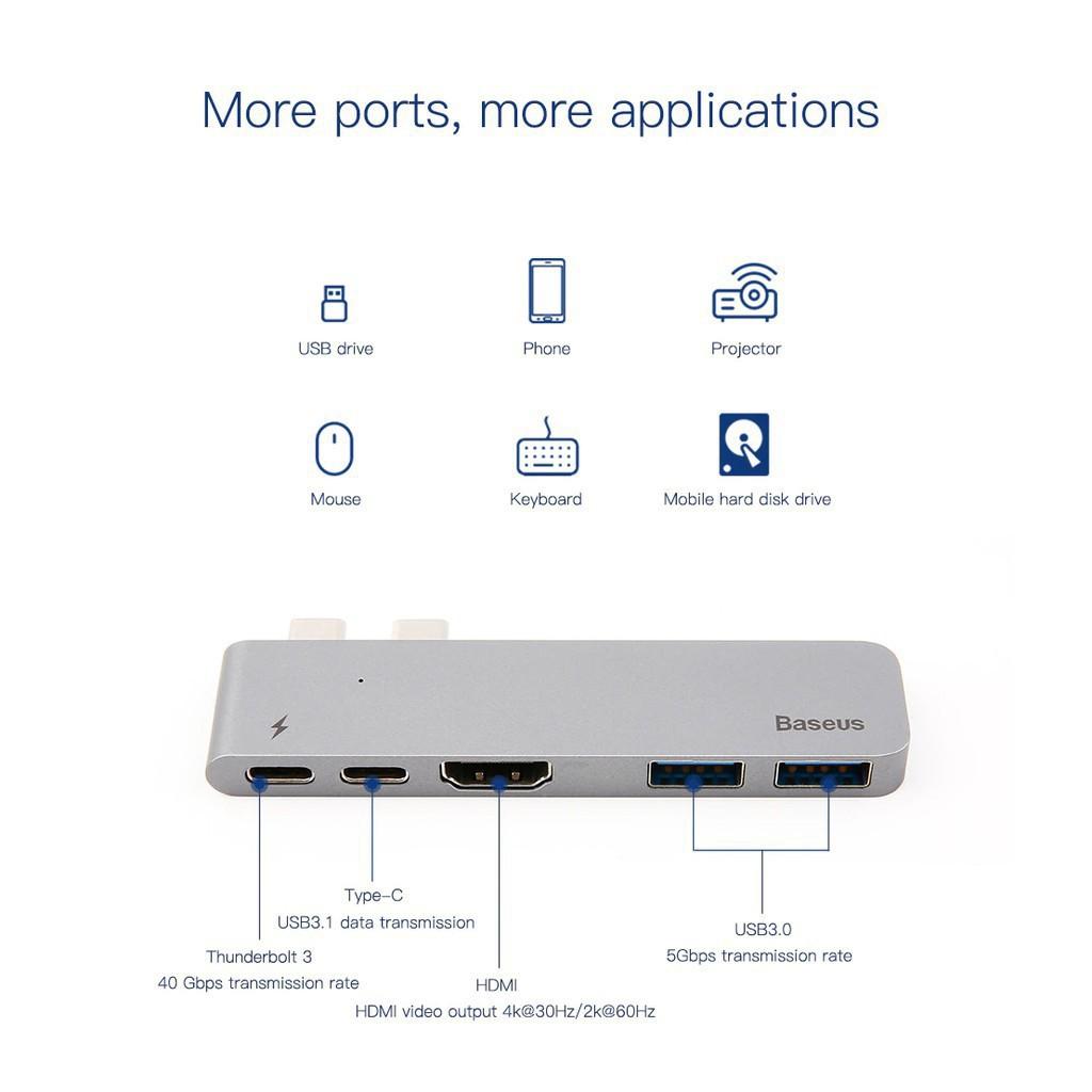 Bộ Hub chuyển đổi 5 trong 1 Baseus dành cho Macbook Pro -Hàng Chính Hãng