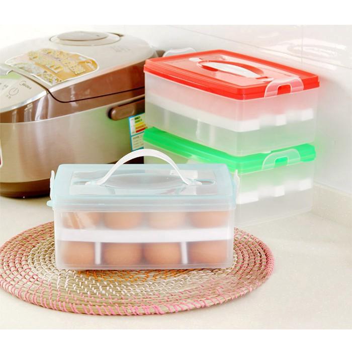 Hộp Đựng Trứng 24 Quả 2 Tầng Siêu Tiện Lợi