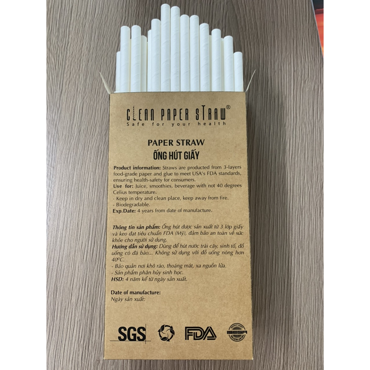 Ống hút giấy cao cấp Clean Paper straw- thùng khoảng 3000 ống