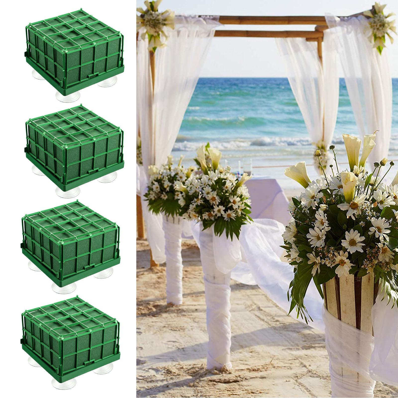 2x 4 Pcs Floral Foam Blocks Square Floral Bricks Flower Mud Foam Kit Arrangement for Florist Floral Arrangement Green Styrofoam Dry Or Wet