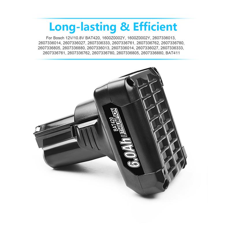 TURPOW 12V 6000MAh LI-ION BAT420 PERNOCENESS CHO BOSCH BAT411A BAT412 BAT413 BAT412A 10,8V Công cụ điện tối đa Màu pin: 1 mảnh 3000mah