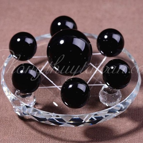 Bi cầu Obsidian Tự nhiên màu Đen 7.8cm - đặt bàn làm việc, quà tặng, .....