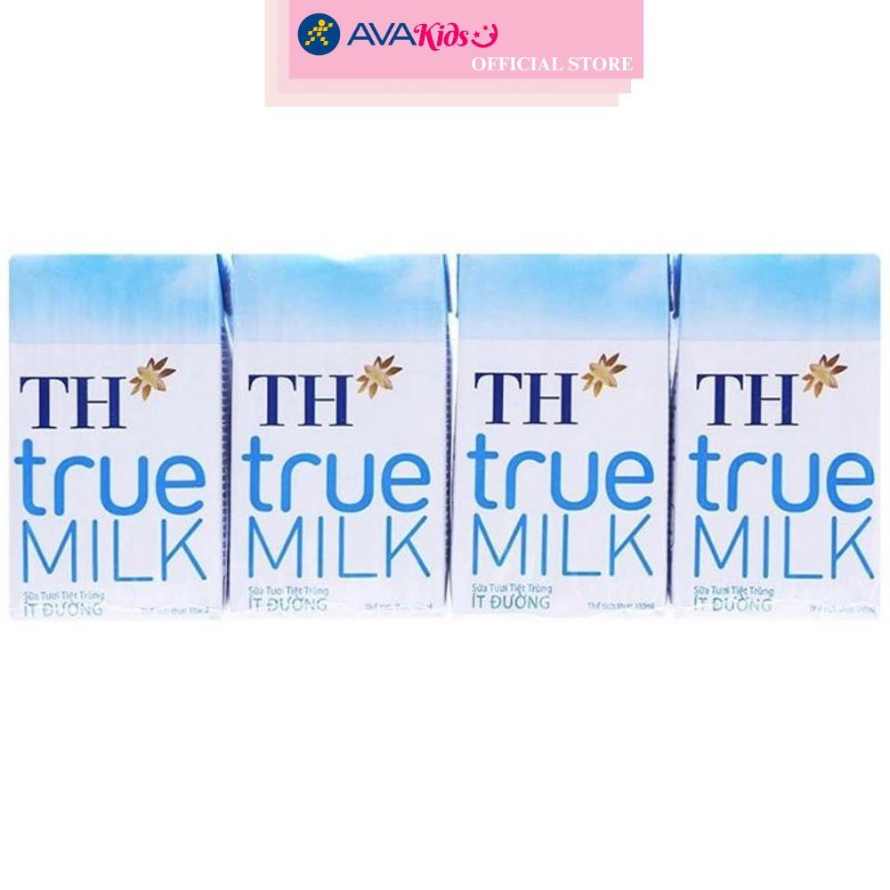 Lốc 4 hộp sữa tươi tiệt trùng TH true MILK ít đường 110 ml (từ 1 tuổi)