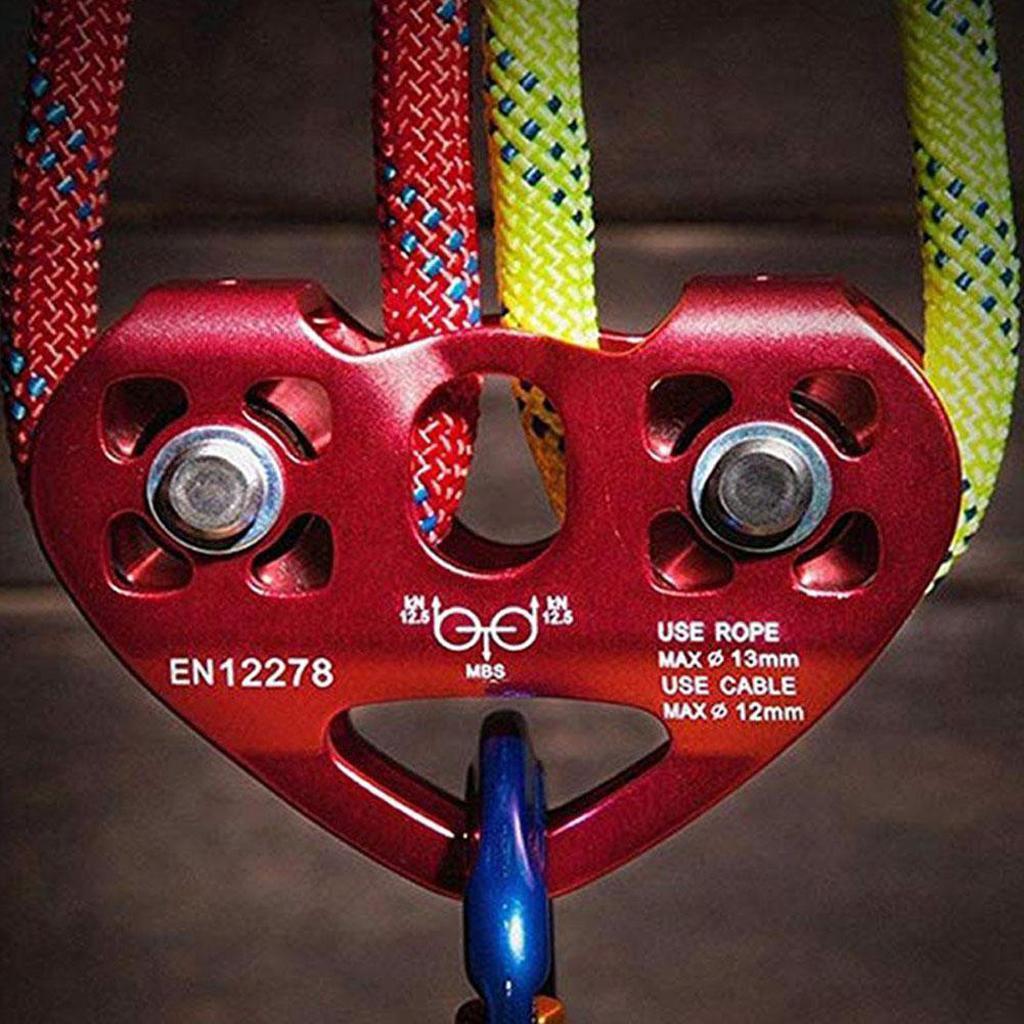 Tandem Speed Dual Pulley 30KN Climbing Mountaineering Buckle Carabiner Red