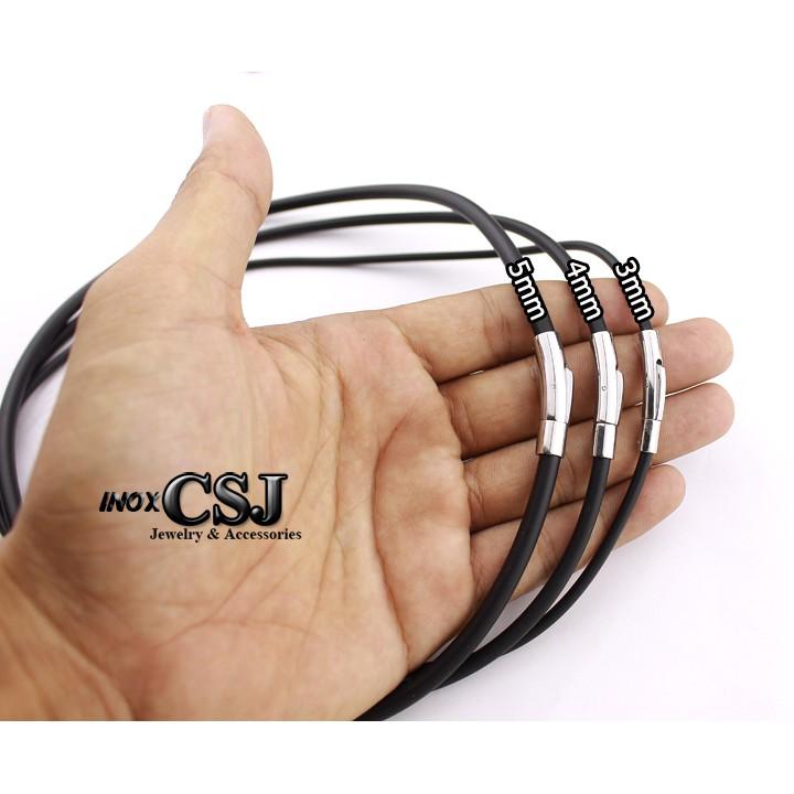DÂY CHUYỀN CAO SU ĐEN cao cấp 5LY KHÓA INOX VIP chuẩn thời trang