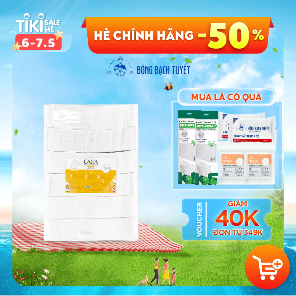 Bông tẩy trang làm sạch da Bạch Tuyết Calla Mềm Mịn 1Kg